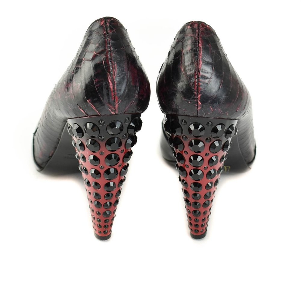 MIU MIU: Black, Leather & "Python" Crystal Heels - Picture 7 of 10